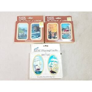 Playing Cards by Hoyle Plastic Coated New Sealed Deck x6 Ship Sailing USA Vtg